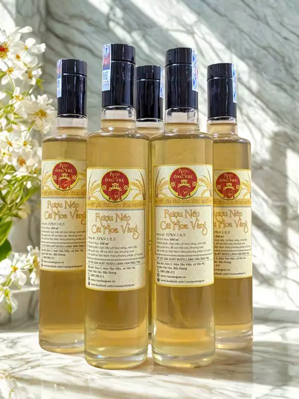 Chai thủy tinh rượu nếp cái hoa vàng 500ml