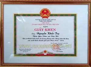 Bằng khen Rượu Ông Trụ